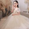 Girls' Fluffy Mesh Princess Skirt - Children's Long Wedding and Piano Performance Dress