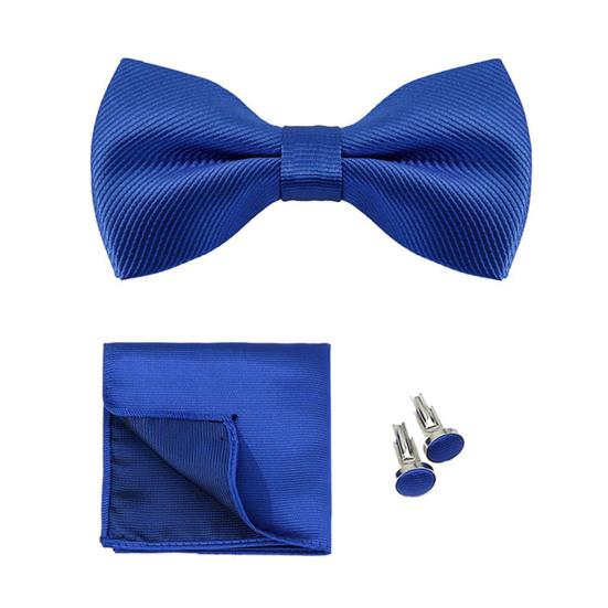 1 Set Men Bow Tie Kit Solid Color Bow Tie Kerchief Cufflinks Set Weddings Business Events Outfit Accessories