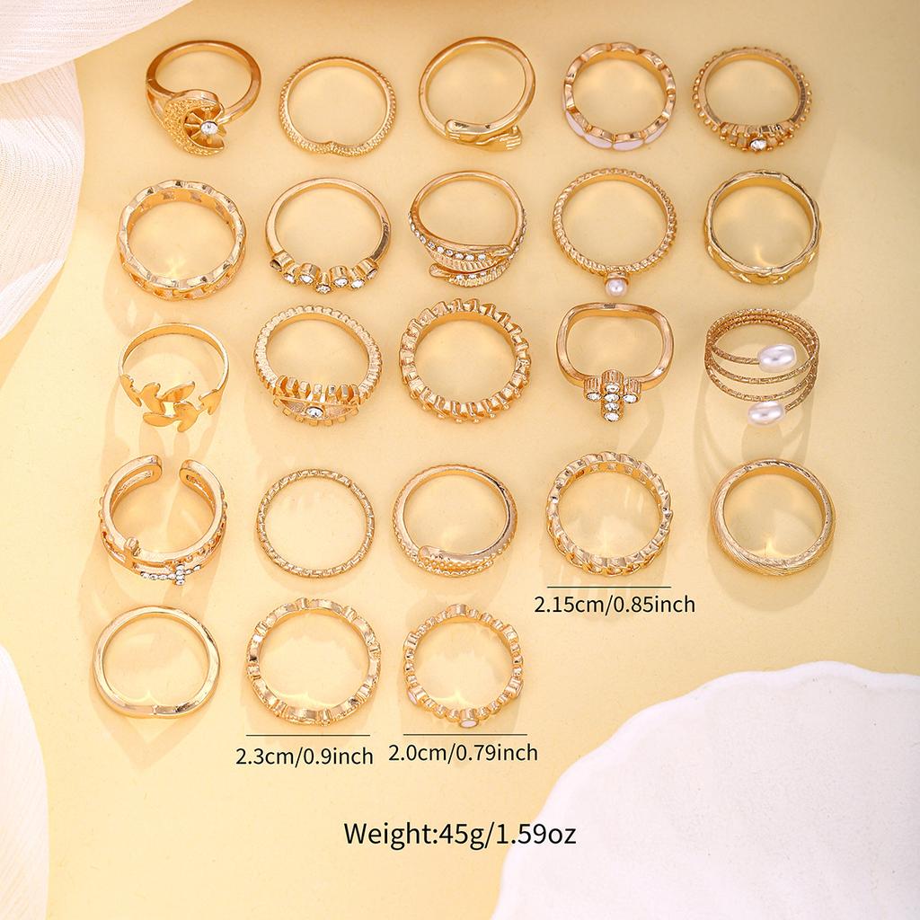 Hot Selling Eye Cross Leaf Multi-joint Stacked Ring Set Pearl Sun Moon Ring