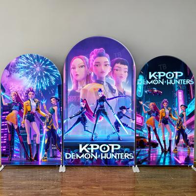 Kpop Dämonenjäger Bogen Hintergrundabdeckung Kinder Mädchen Geburtstagsparty Dekoration Babyparty Coole Bühnenfotografie Hintergrundwand