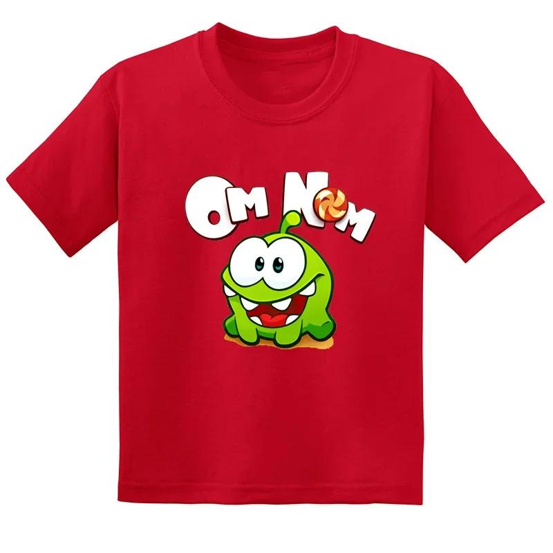 Cut the Rope Om Nom Frog Kids T-Shirt Funny Cartoon Summer Short Sleeve Baby Boys Girls Cute Clothes for Children