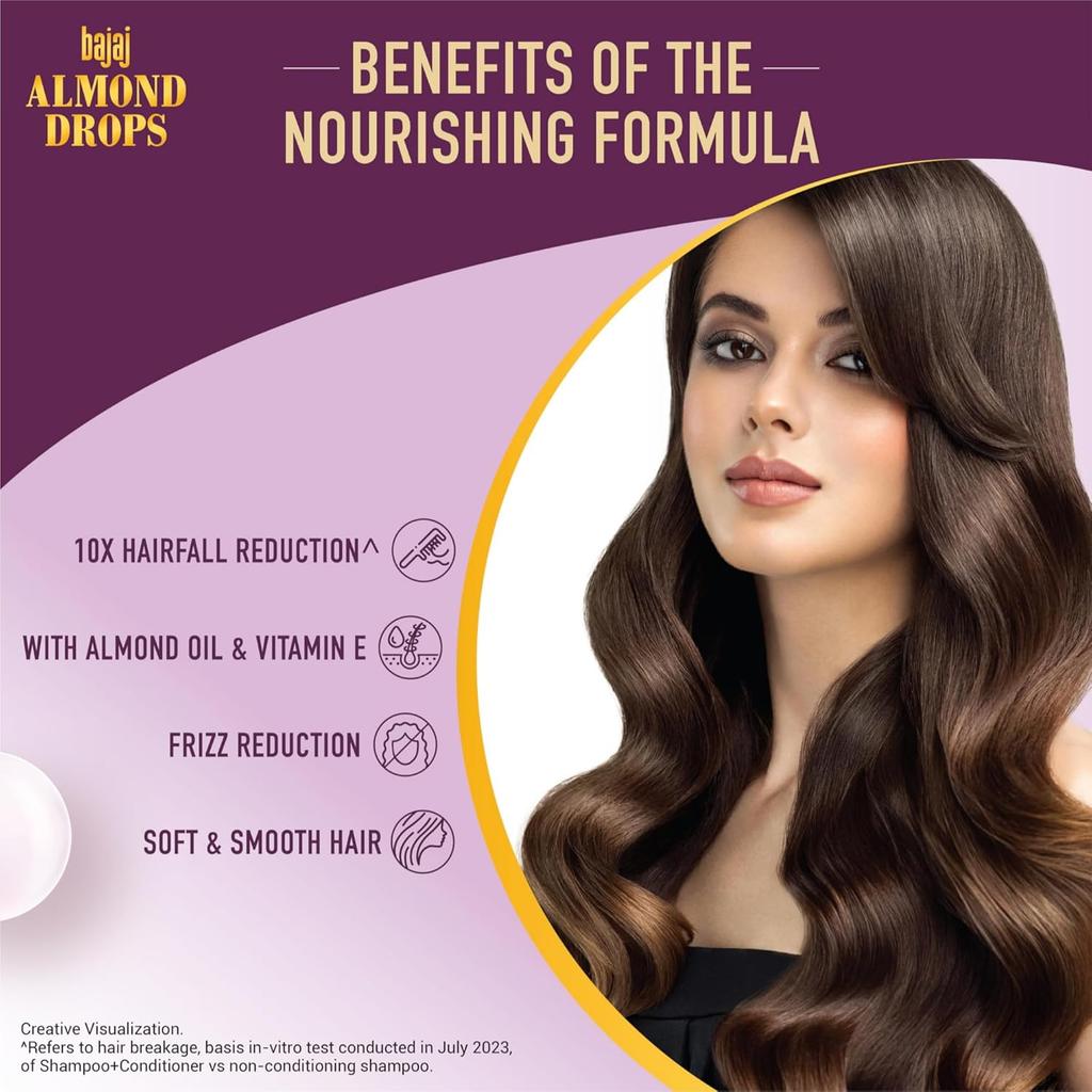 Bajaj Almond Drops Anti Hairfall Conditioner 175ML Pack Of 1 For Dry Frizzy Hair Smooth Manageable Locks