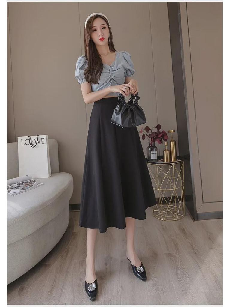 Damen Vintage A-Linien-Schirmrock mit hoher Taille – Übergröße, mittellanger Sommerstil