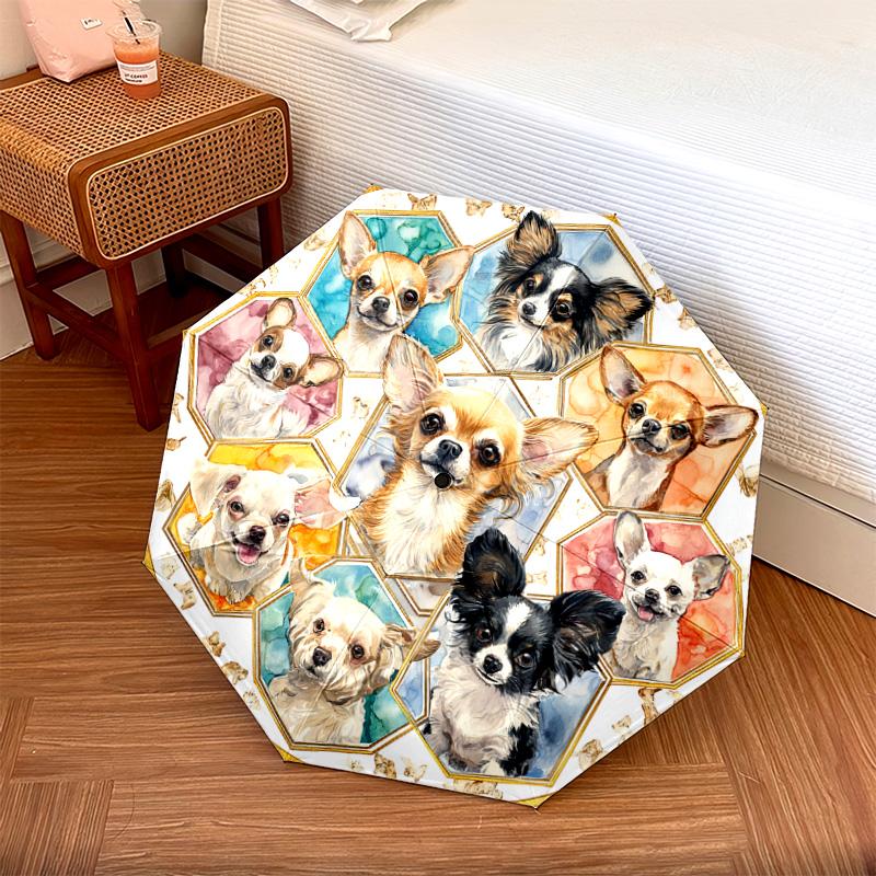 

1 PC Automatic Folding Umbrella - Chihuahua Pattern, Portable & Foldable Design with 8 Ribs, Christmas Birthday Gifts