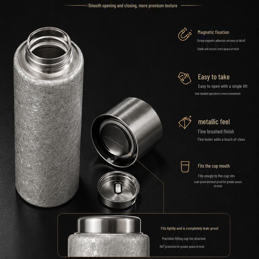 Large Capacity Pure Titanium Insulated Tea Cup with Steeping Separator - Elegant Design and Gift Box Included