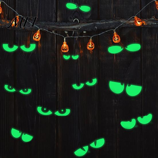 Spooky Night Atmosphere Decor Halloween Glow in The Dark Wall Stickers, Luminous Ghost Hand And Bat Removable PVC Stickers Decals, Horror Theme
