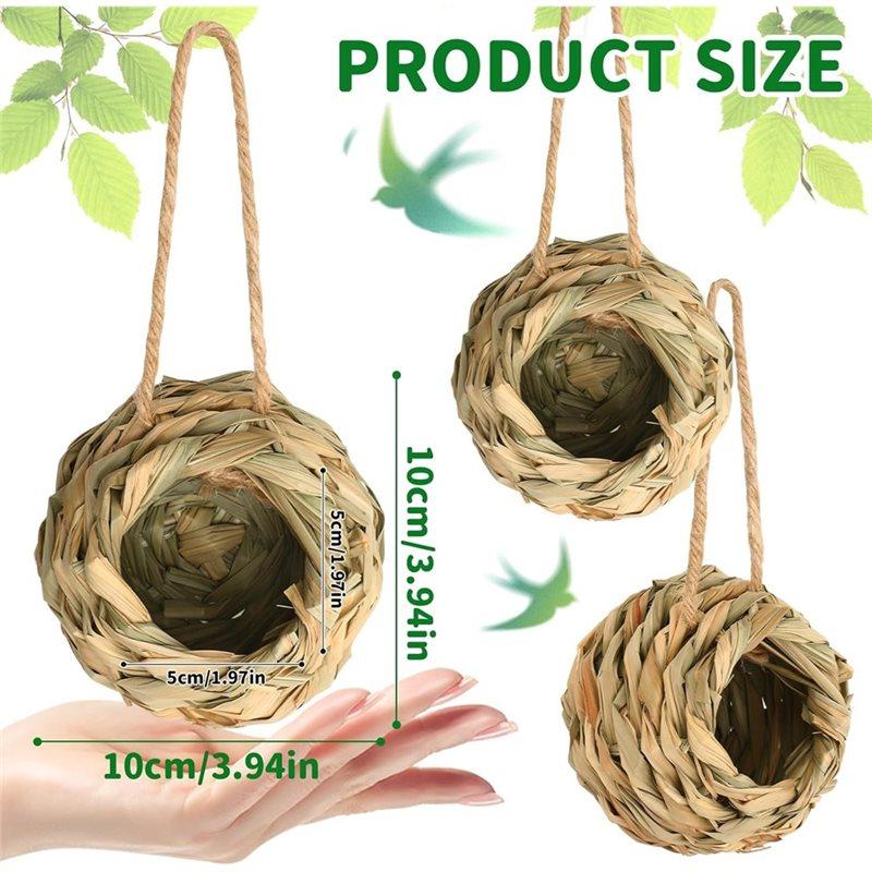 A34R Handmade Bird House Hummingbird House Outdoor 4-Pack, Natural Bird Nest Handwoven Hanging Bird For Garden Window Patio Lawn