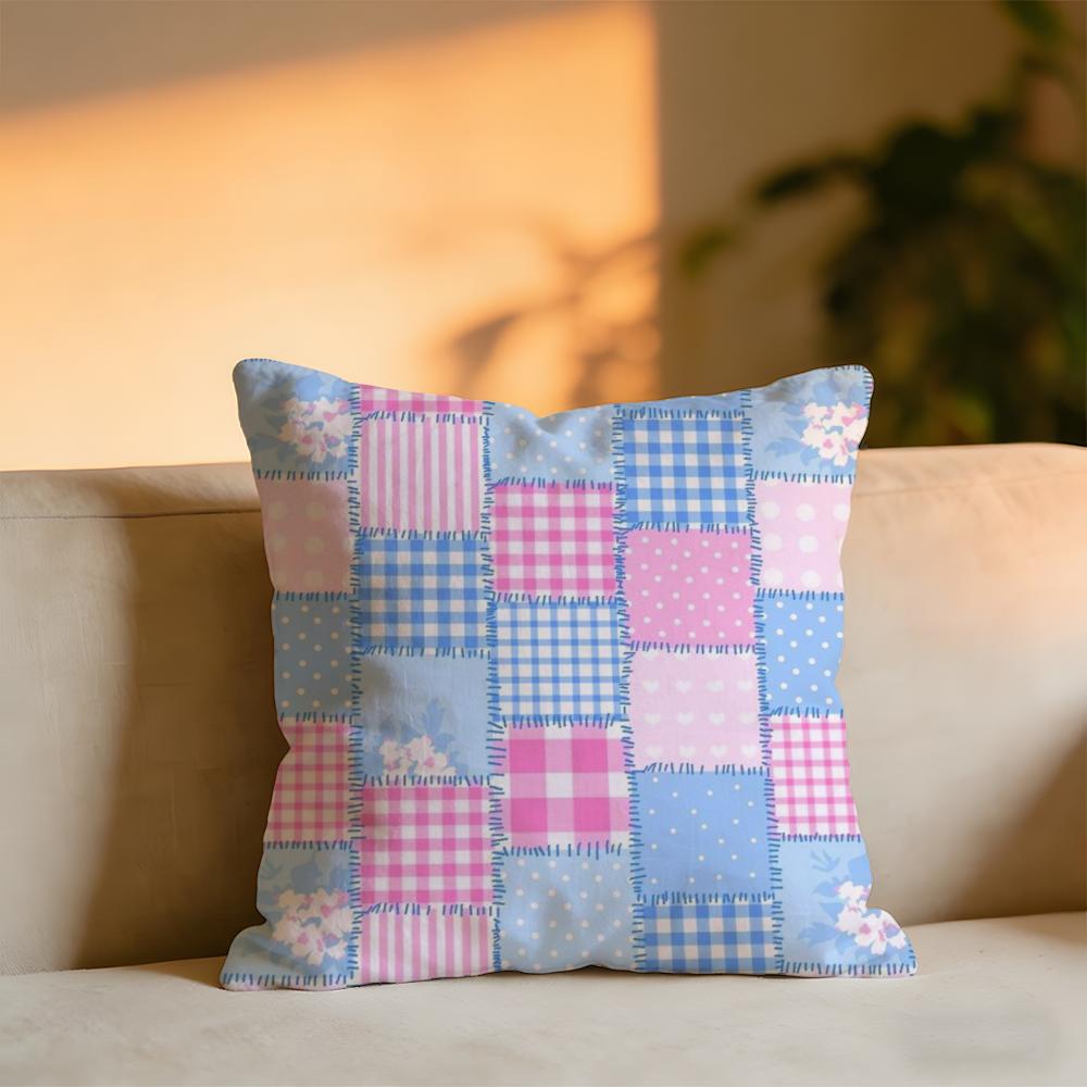 Vintage Patchwork Cushion Cover Cozy Velvet Throw PillowSoft Warm Cushion For Sofa Bed