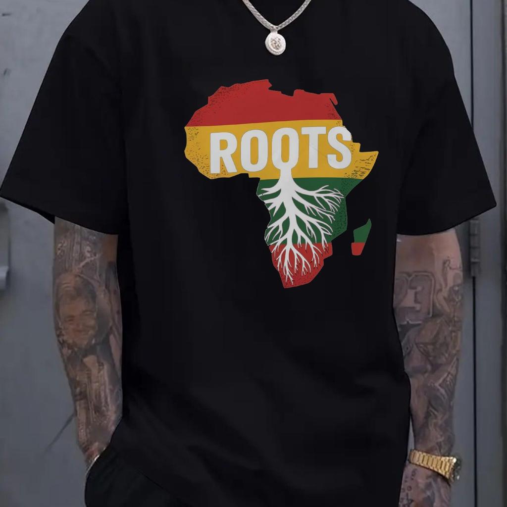 Africa Roots Graphic Mens Cotton TShirt PanAfrican Rasta Colors Casual Short Sleeve Tee