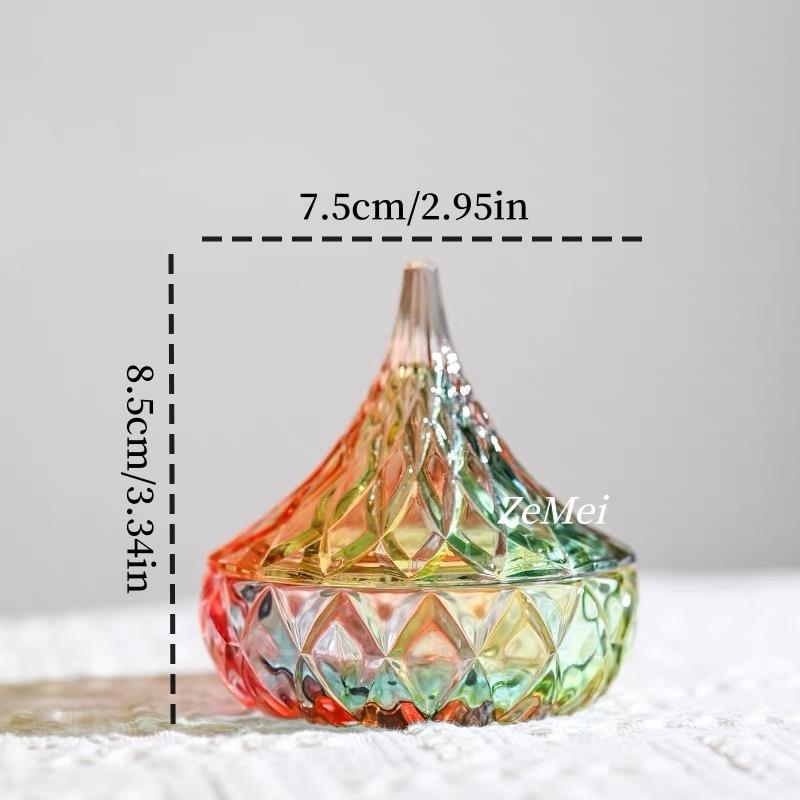 European-Style Diamond Teardrop Shape Crystal Glass Candy Jar,Jewelry Organizer Glass Jar With Lid Container Home Decoration