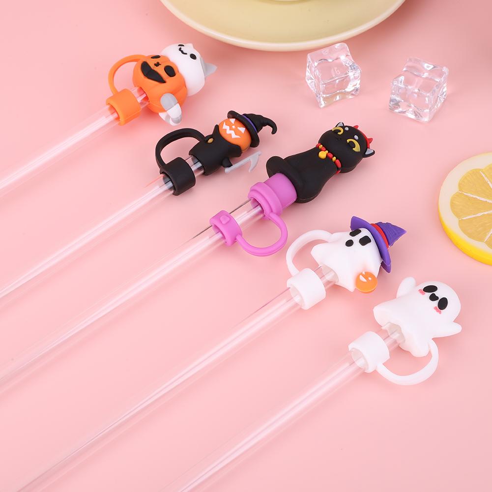 1-5PCS Halloween Straw Cover Cap for Stanley Cup Silicone Straw Topper for 10mm Straw Dust-Proof Reusable Straw Tips for Tumbler
