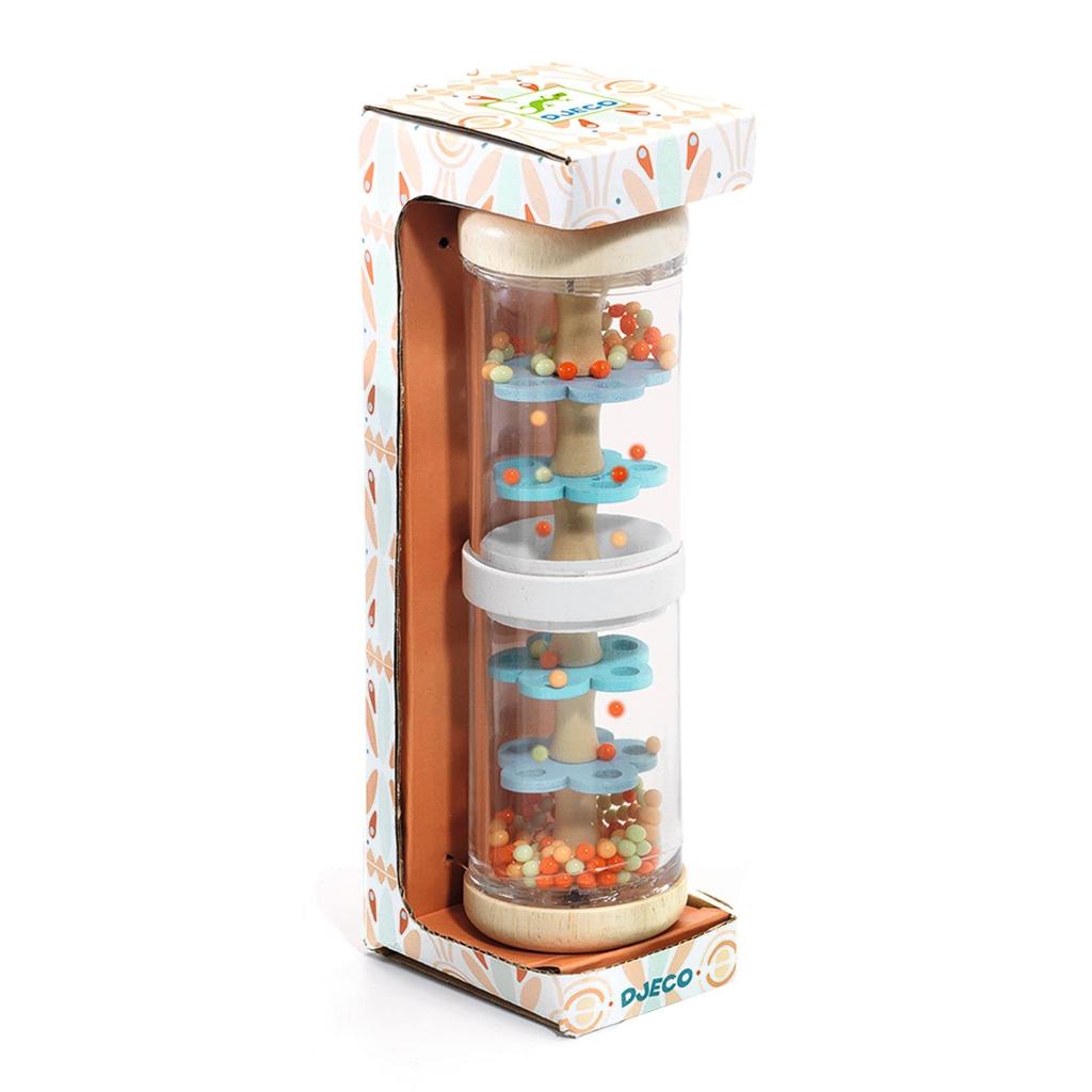 DJECO Rainstick Rattle, for Toddlers and Babies Aged 1 To 12 Months, Baby Toy, Bead Rain (DJ06102)