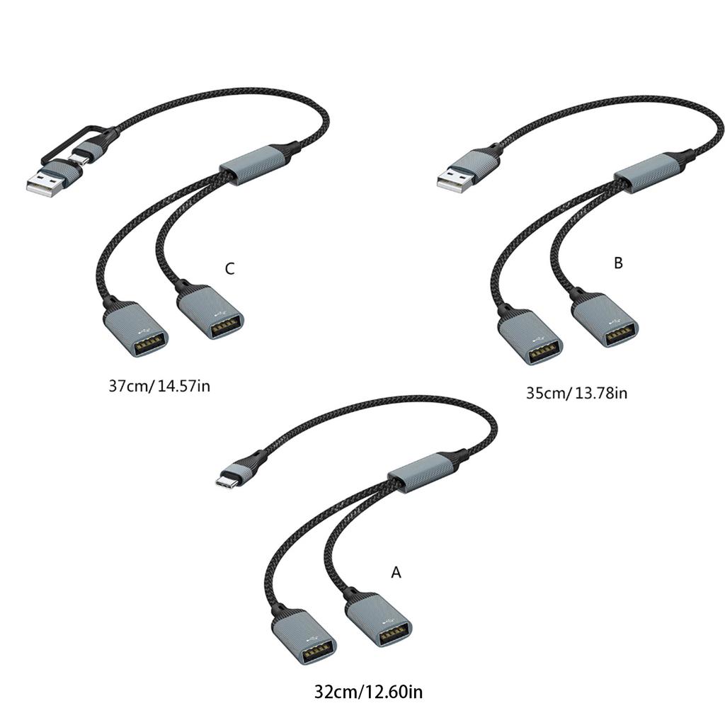USB C Male To Two USB Female Splitter, Hubs For Laptop Tablet Telephone Gaming Consoles Devices Charging & Data Transfer