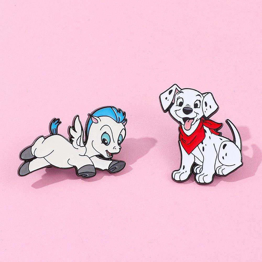 Cute European and American cartoon characters Metal badges Spotted dog Rainbow pony Alloy Oil Drip Brooch Pin