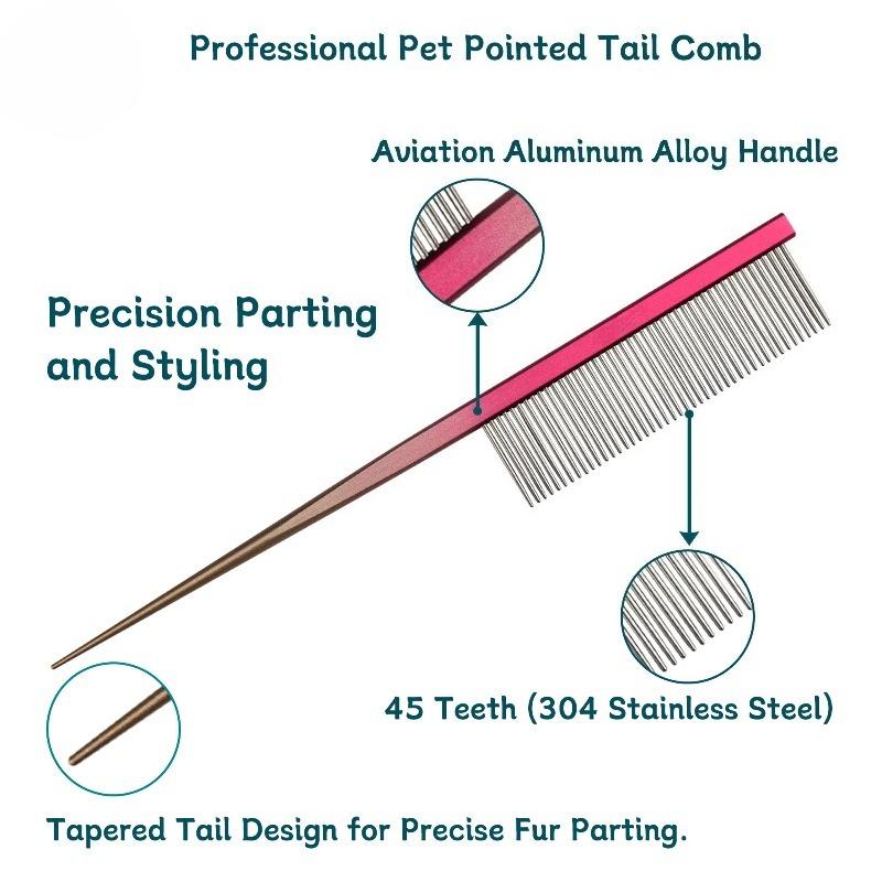 Professional Pet Grooming Comb, Gradient Pet Deluxe Pointed Tail Comb for Cat & Dog Styling Finishing and Fluffing Comb