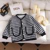 Children's Houndstooth Coat: Stylish Fragrant-Style Cardigan for Girls - Perfect for Autumn and Spring