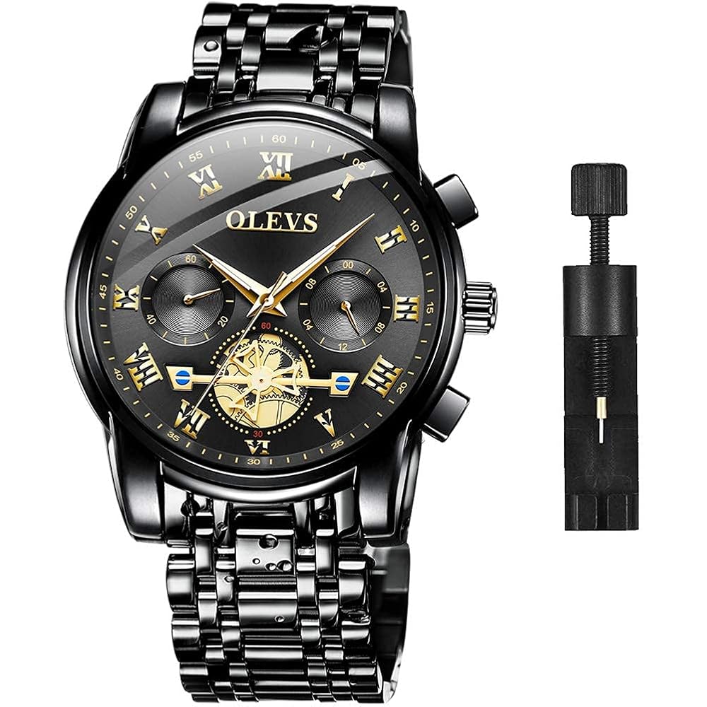 OLEVS Men s Business Watch Analog Display Stainless Steel Band Casual Timepiece
