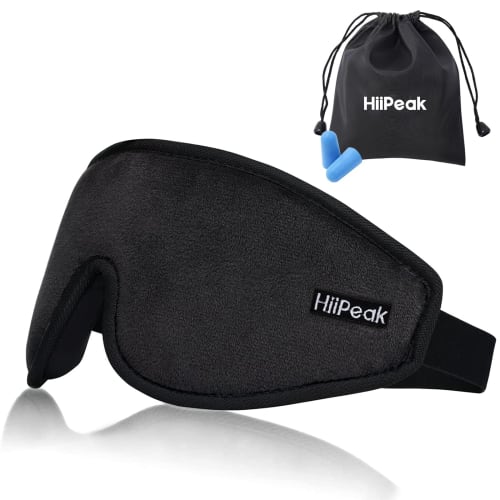 HiiPeak Eye Mask for Comfortable Sleep, Breathable, 3D Design, 99.99% Light Blocking, No Pressure, Silky Texture, Lightweight, with Earplugs, Memory F