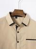 Men's Color Block Slim Fit Cotton Shirt - Long Sleeve, High-End Business Fashion