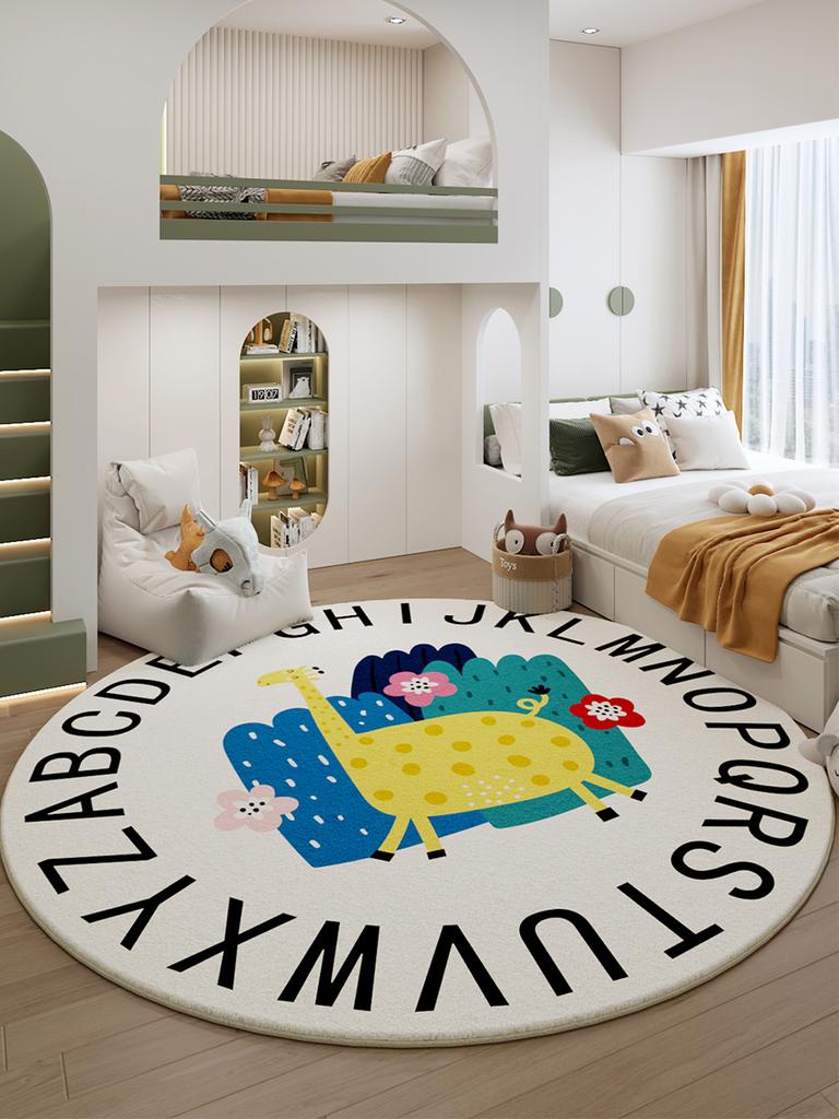 Cartoon Style Carpets for Living Room Thicken Anti-slip Children Rug Cute Round Bedroom Decor Plush Carpet Fluffy Soft Study Mat