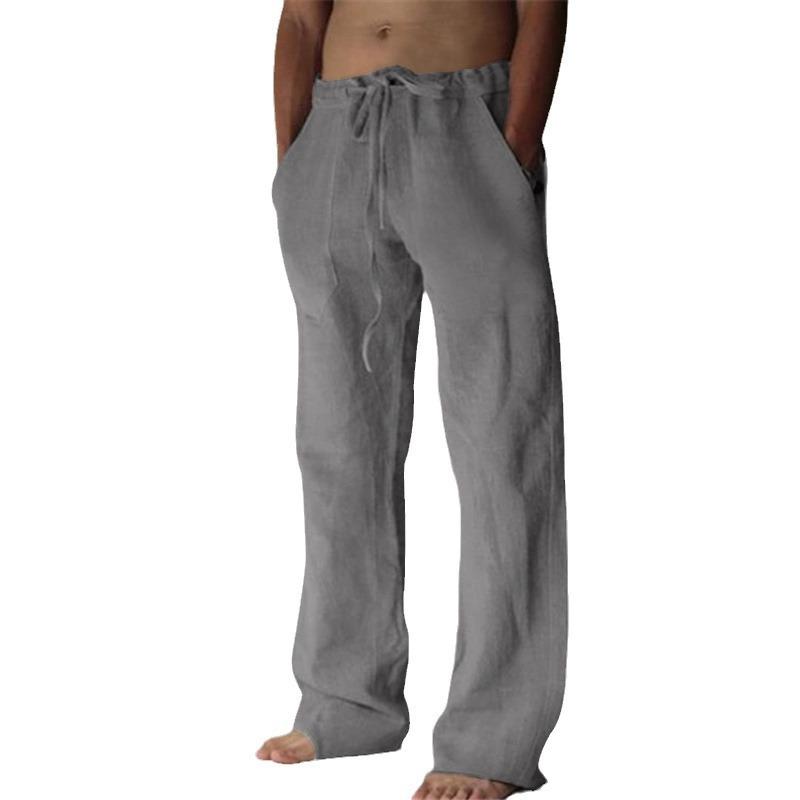 Neue Herrenhose lässig einfarbig dünner Abschnitt Leinen Herrenhose Mode gerade Hose