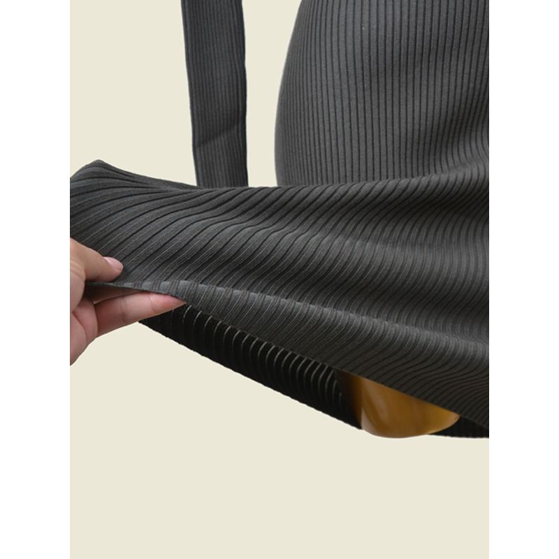 Thread High Elasticity Long Sleeves Knitted Hip Skirt Fashion Wind Sexy Silm Slim Looking Metal Zipper Dress