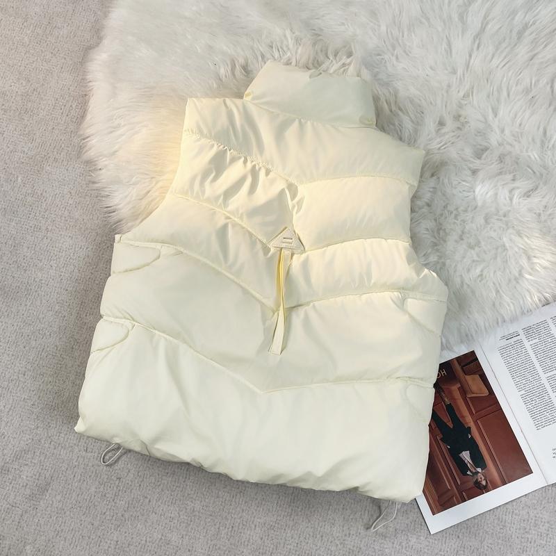 Women's Loose Fit Stand Collar Sleeveless Down Vest For Autumn And Winter