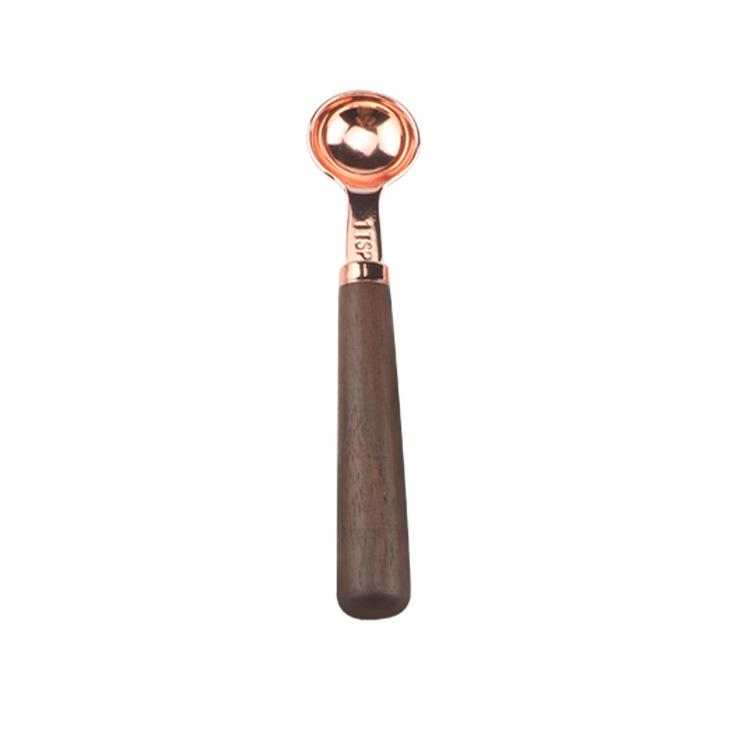 In-Stock Rose Gold & Walnut Wood Handle Measuring Spoons and Cups Set