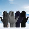 Knitted Gloves Unisex Warm Windproof Touchscreen Gloves Washable Anti-Slip Winter Full Finger Cycling Hiking Running Gloves