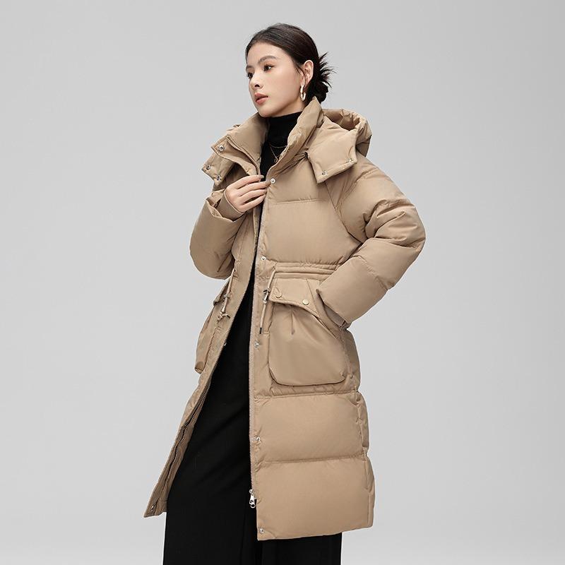 waist thin down cotton clothes women's long over the knee new fashion thickened warm cotton coat