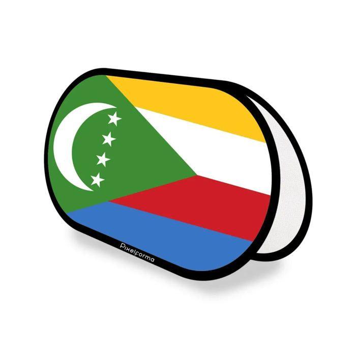 Drapeau Ovale - Comores - 70 x 120 cm - Polyester - Impression recto/verso - Pliable rétractable