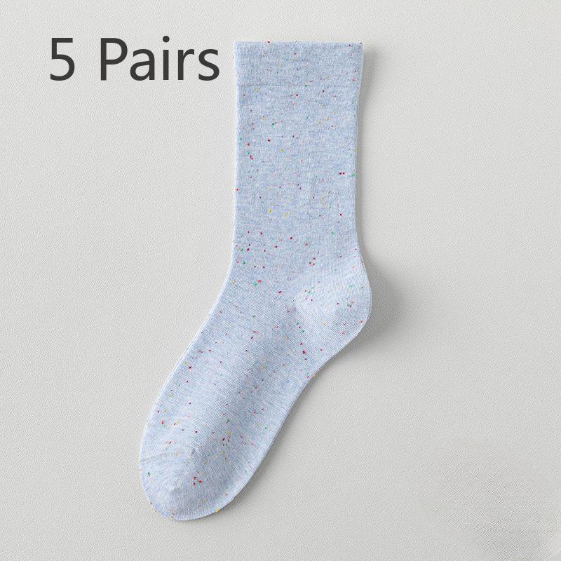 5 Pairs Dot Yarn Socks Candy Coloured Mid-length Boneless Pile Socks Thin Sweat-absorbing Breathable Fashion Cotton Socks