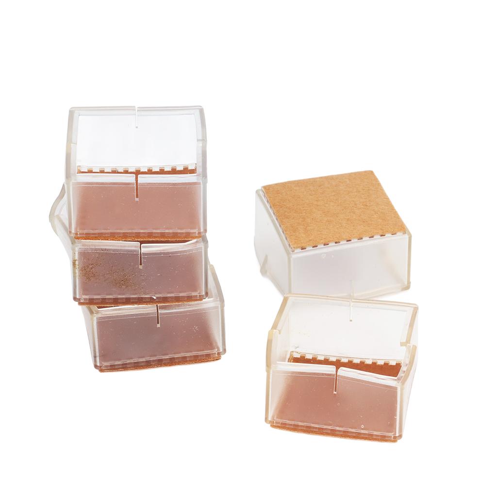 8pcs Set Silicone Chair Caps Table Foot Pads Anti Slip Transparent Square Leg Protection Cover