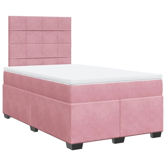 VidaXL Sommier à lattes de lit avec matelas rose 120x190 cm velours 3290863