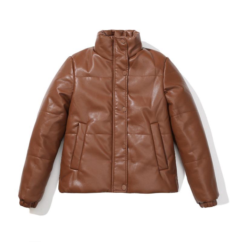 Cappotto Corto Autunnale e Invernale da Donna in Ecopelle, Imbottito in Cotone Spesso, Moda Commuter, Completo Pane