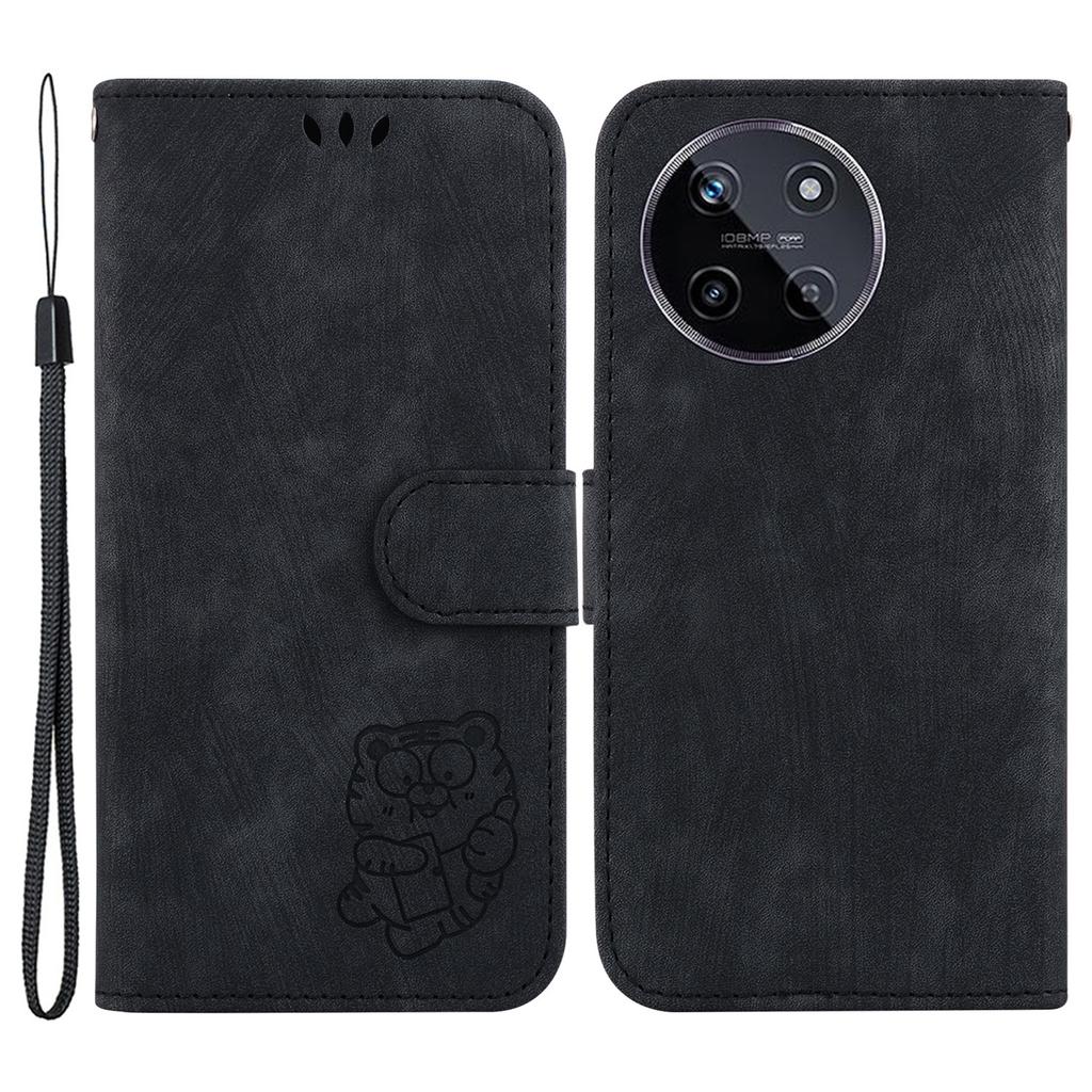 For Realme 11 4G (159.9x73.3x7.95mm) Phone Case Wallet Cover Tiger Pattern Imprinted