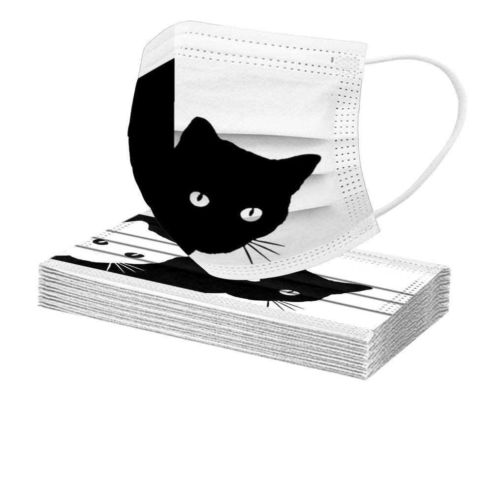 10/20/30/50/100PCS Adults Cat Prints Breathable 3 -Layer Disposable Mask