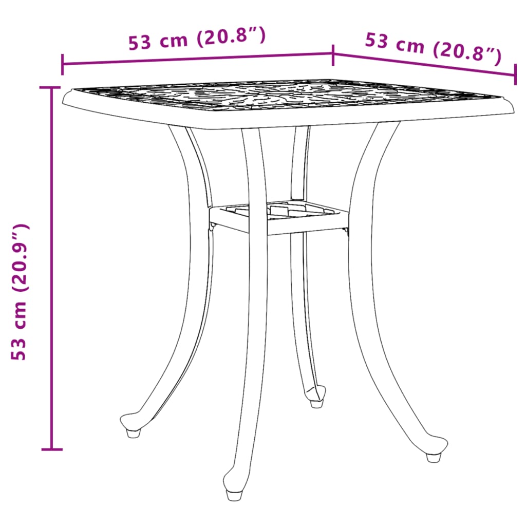 Garden Table Bronze 53x53x53 Cm Cast Aluminum