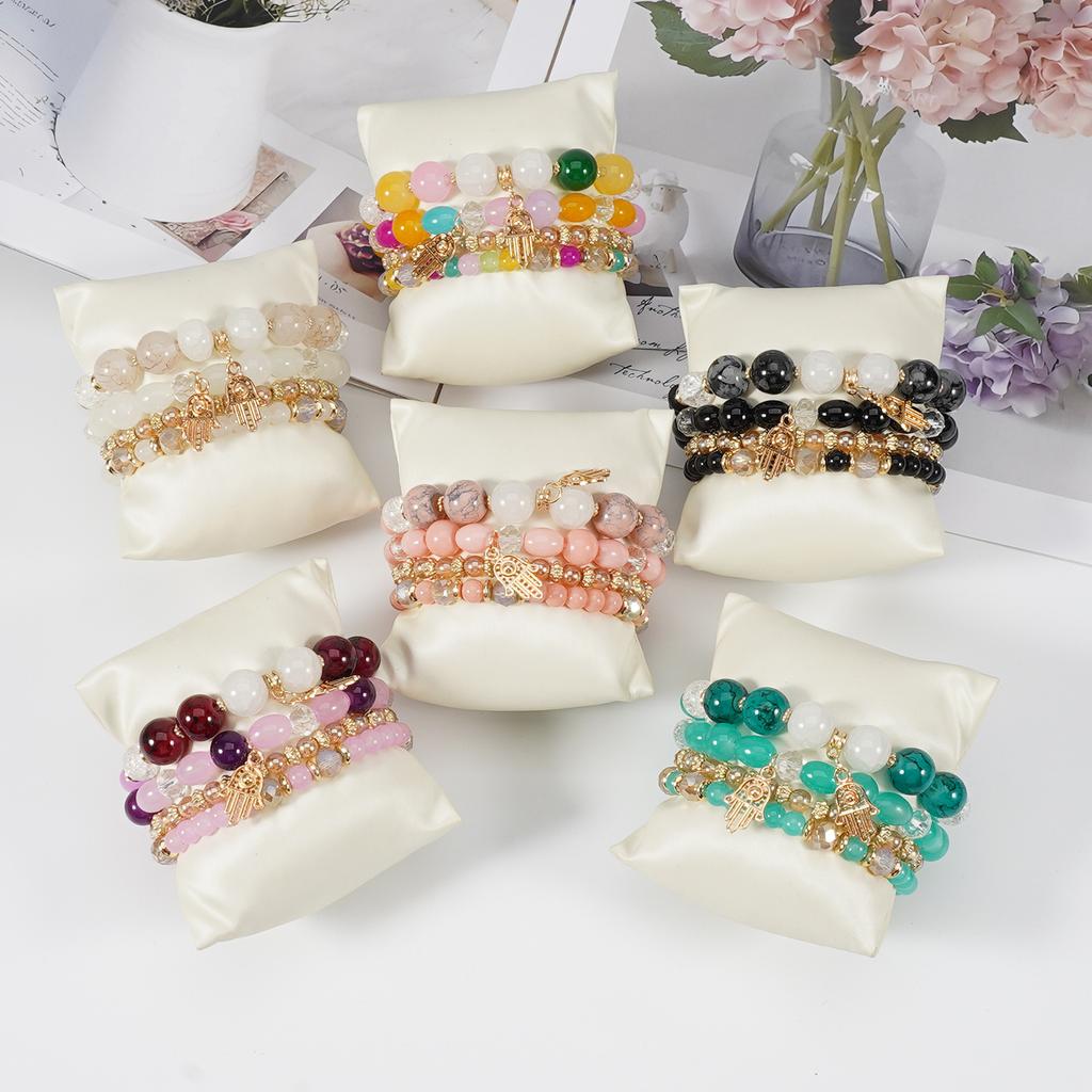 Bohemian Hand Pendant Bracelet Beaded Stretch Bangle Crystal Stone Jewelry