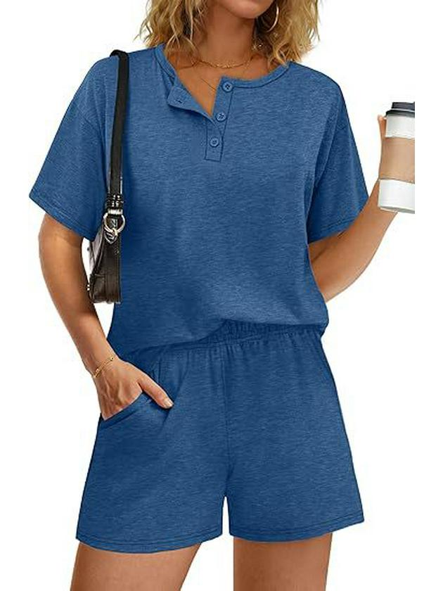 2026 Women's Casual Cotton Fashion Set: Round Neck T-shirt & Elastic Waist Shorts