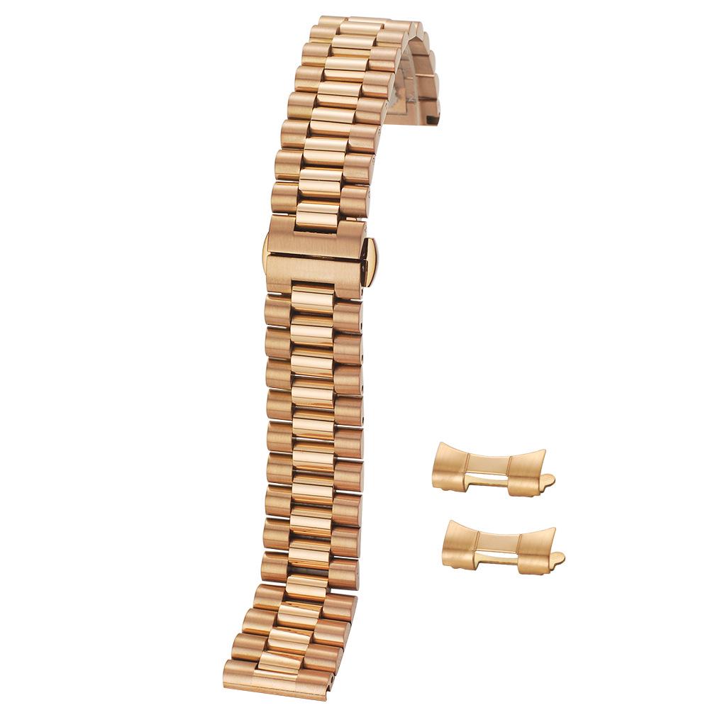 Correa de Reloj Sólida de Acero Inoxidable 316 de Tres Eslabones con Cierre de Mariposa (18-22 mm)
