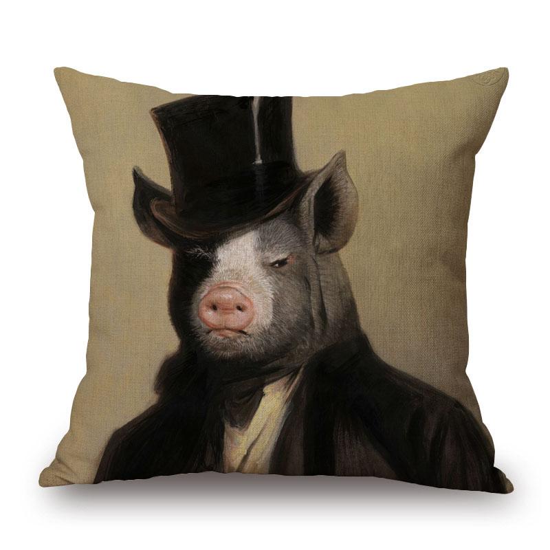 Sheep Rabbit Dog Cushion Cover Decor Lovely Animals Poster Beige Throw Pillows Case Home Pillowcase Sofa Decoration
