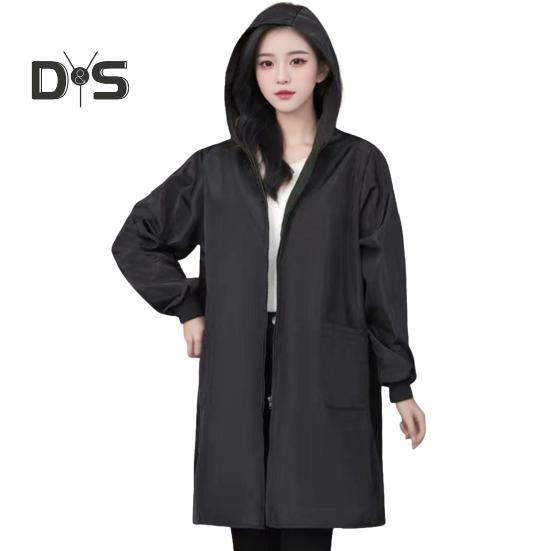 

Пальто с защитой от масла и высокой цветовой насыщенностью, женская куртка с капюшоном и длинным рукавом, термоизоляционная водонепроницаемая верхняя одежда L чёрный