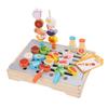 Wooden Kids BBQ Grill Playset Multifunction Simulation Barbecue Play Food Set Kitchen Toy for Kids Boys Girls