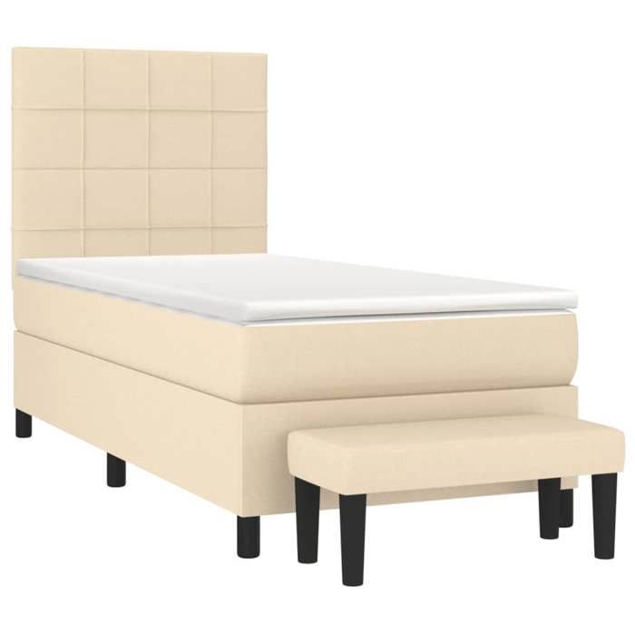 Maison Exclusive - Sommier à lattes de lit avec matelas Crème 90x200 cm Tissu