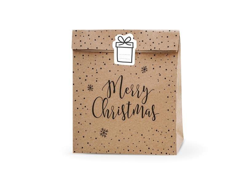Torebki Na Prezenty Merry Christmas, Kraft, 25X11X27Cm (1 Op. / 3 Szt.)