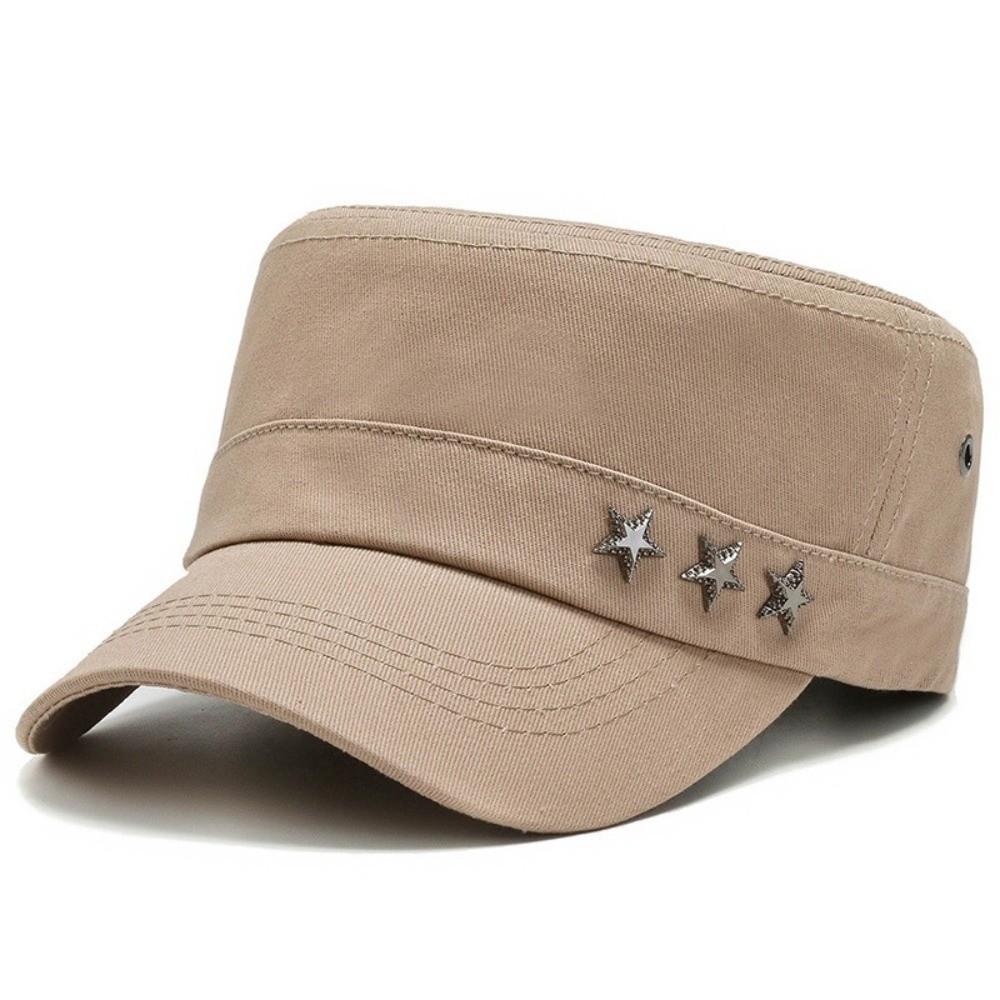 Fashion Five-Pointed Flat Cap Cotton Breathable Baseball Cap Adjustable Wide Brim Men Sun Hat