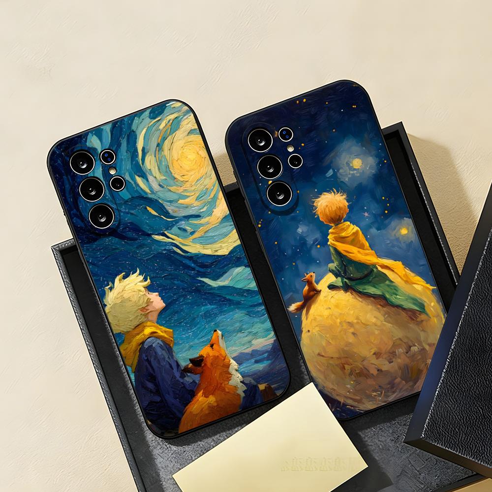 Little P-Prince And A F-fox Phone Case For Samsung S26 S25 S24 FE S23 S22 S21 Plus S20 Ultra Note20Ultra Black Soft Shell