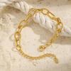 Stainless Steel Oval Twist Handmade Chain Gold Bracelet Female 2411