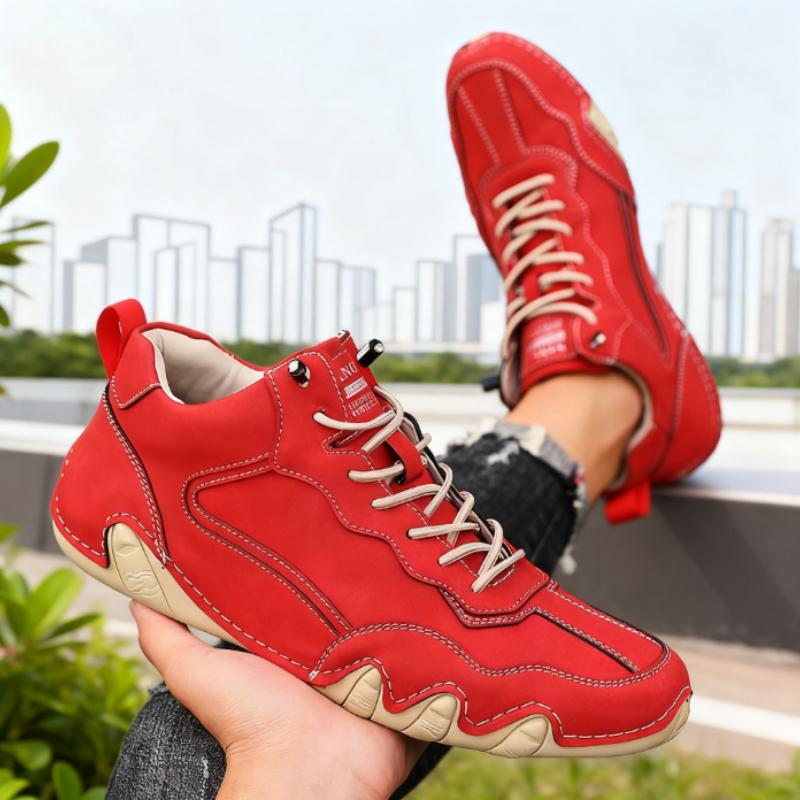 Causal Flat Shoe for Men Handmade PU Leather Comfortable Loafers Outdoor Soft Sole Hiking Shoe Breathable Moccasins Men Sneakers